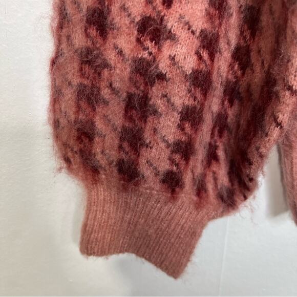 Pinch Pink Red Houndstooth Oversized Sweater Size Large NWT - Picture 6 of 13